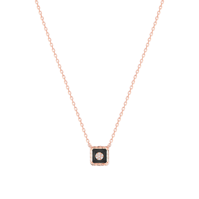 Collier Korloff Je Play or rose et onyx carré - JJPP01PG/O