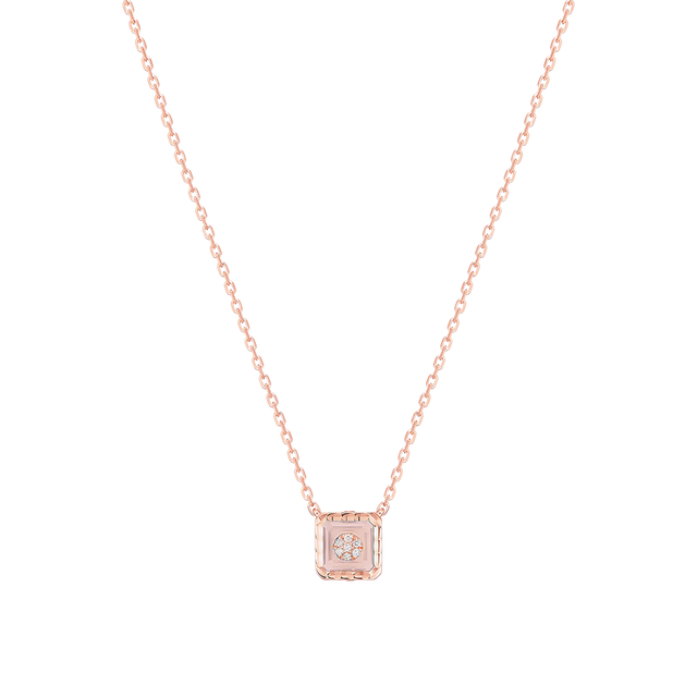 Collier Korloff Je Play or rose et opale rose carré - JJPP01PG/PO