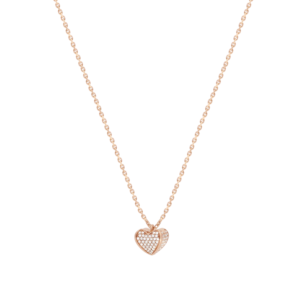 Collier Korloff Korlove or rose et diamants grand modèle 1 cœur - JKVP04PG/D