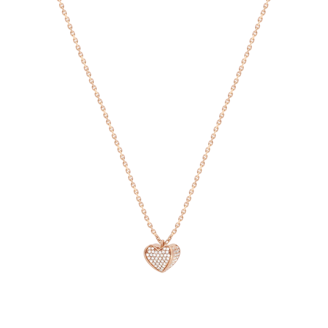 Collier Korloff Korlove or rose et diamants grand modèle 1 cœur - JKVP04PG/D