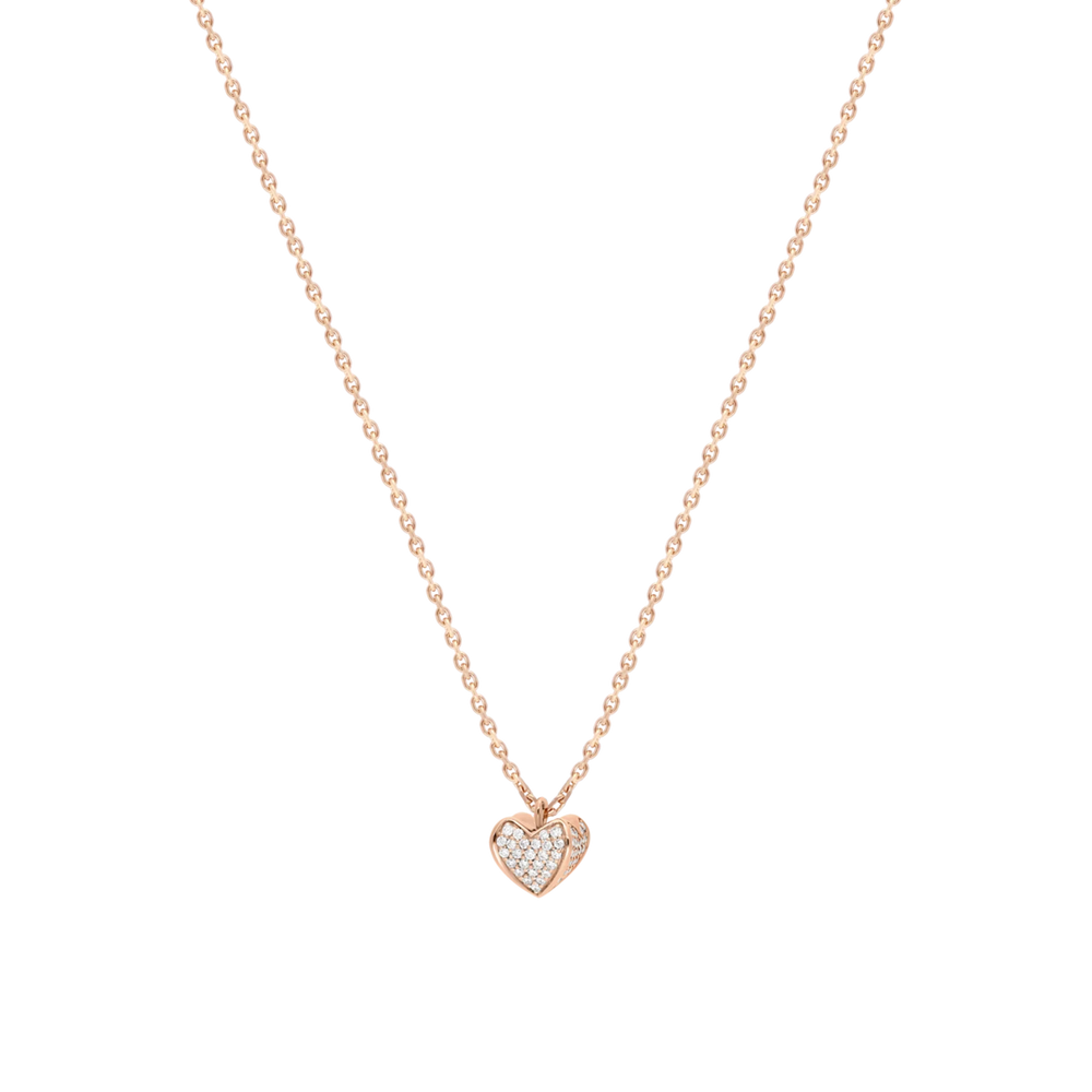 Collier Korloff Korlove or rose et diamants moyen modèle 1 cœur - JKVP02PG/D