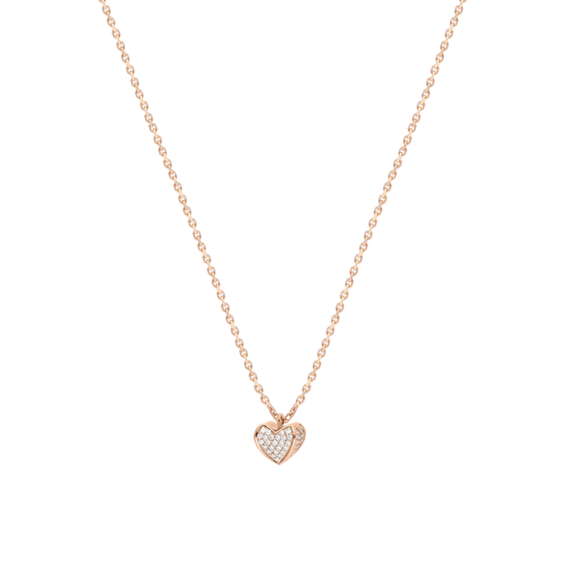 Collier Korloff Korlove or rose et diamants moyen modèle 1 cœur - JKVP02PG/D