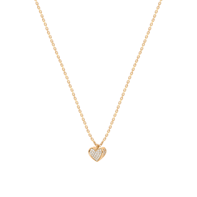 Collier Korloff Korlove or jaune et diamants moyen modèle 1 cœur - JKVP02YG/D
