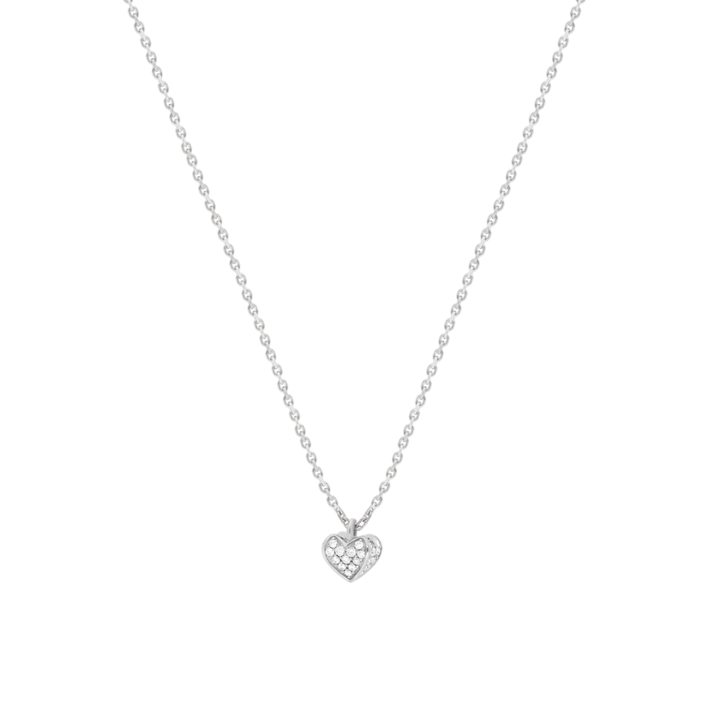 Collier Korloff Korlove or blanc et diamants petit modèle 1 cœur - JKVP01WG/D