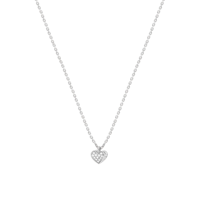Collier Korloff Korlove or blanc et diamants petit modèle 1 cœur - JKVP01WG/D