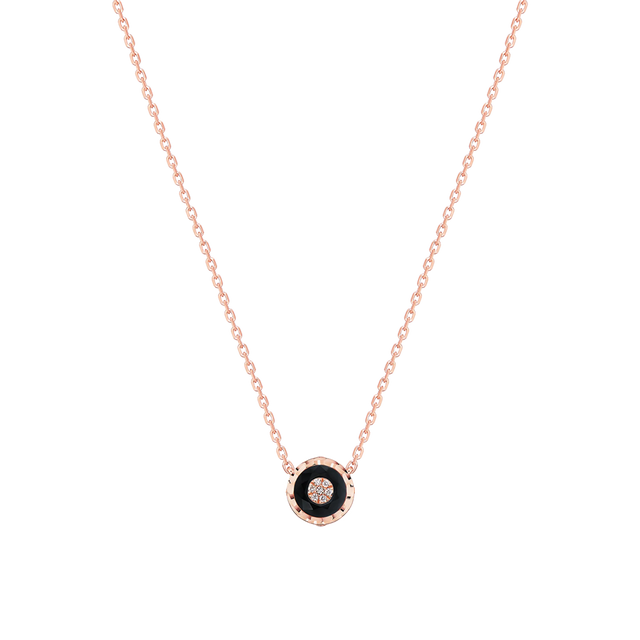 Collier Korloff Je Play or rose et onyx rond - JJPP02PG/O