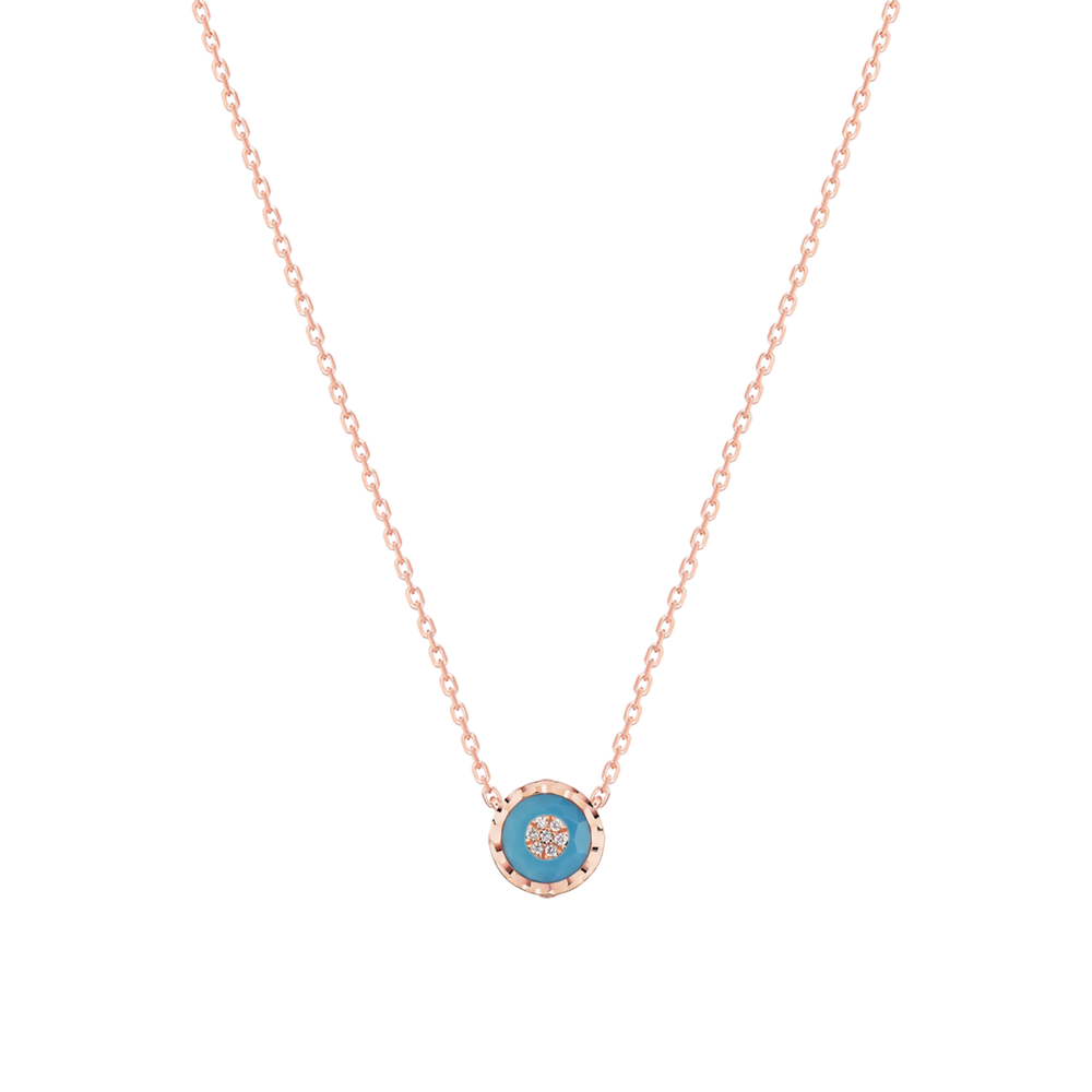 Collier Korloff Je Play or rose et turquoise rond - JJPP02PG/TU