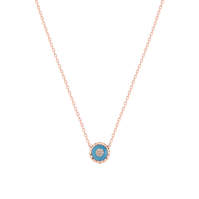 Collier Korloff Je Play or rose et turquoise rond - JJPP02PG/TU