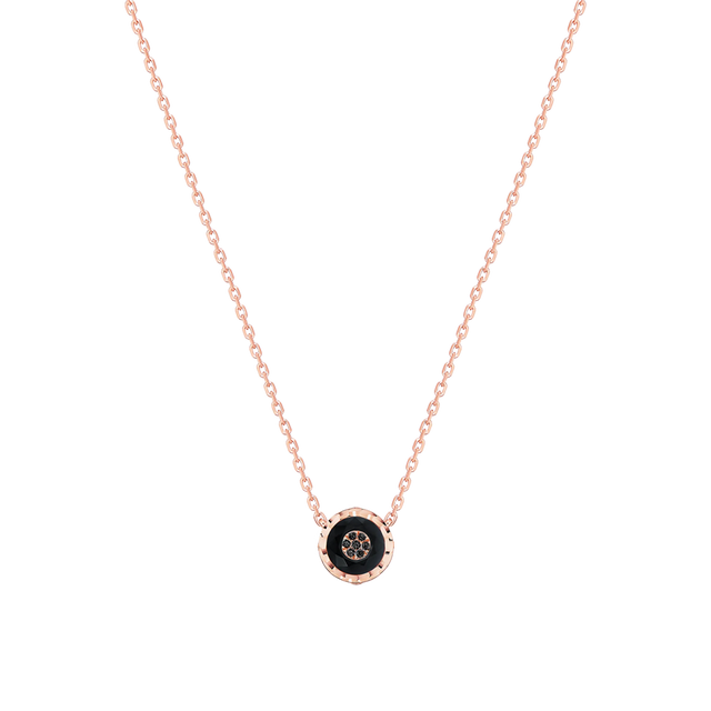 Collier Korloff Je Play or rose et onyx rond - JJPP02PG/O/BD