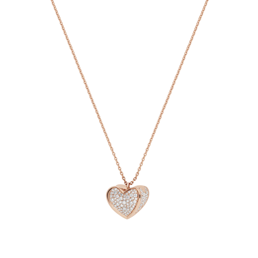 Collier Korloff Korlove or rose et diamants très grand modèle 1 cœur - JKVP05PG/D