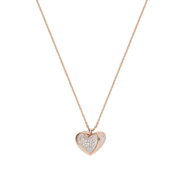 Collier Korloff Korlove or rose et diamants très grand modèle 1 cœur - JKVP05PG/D