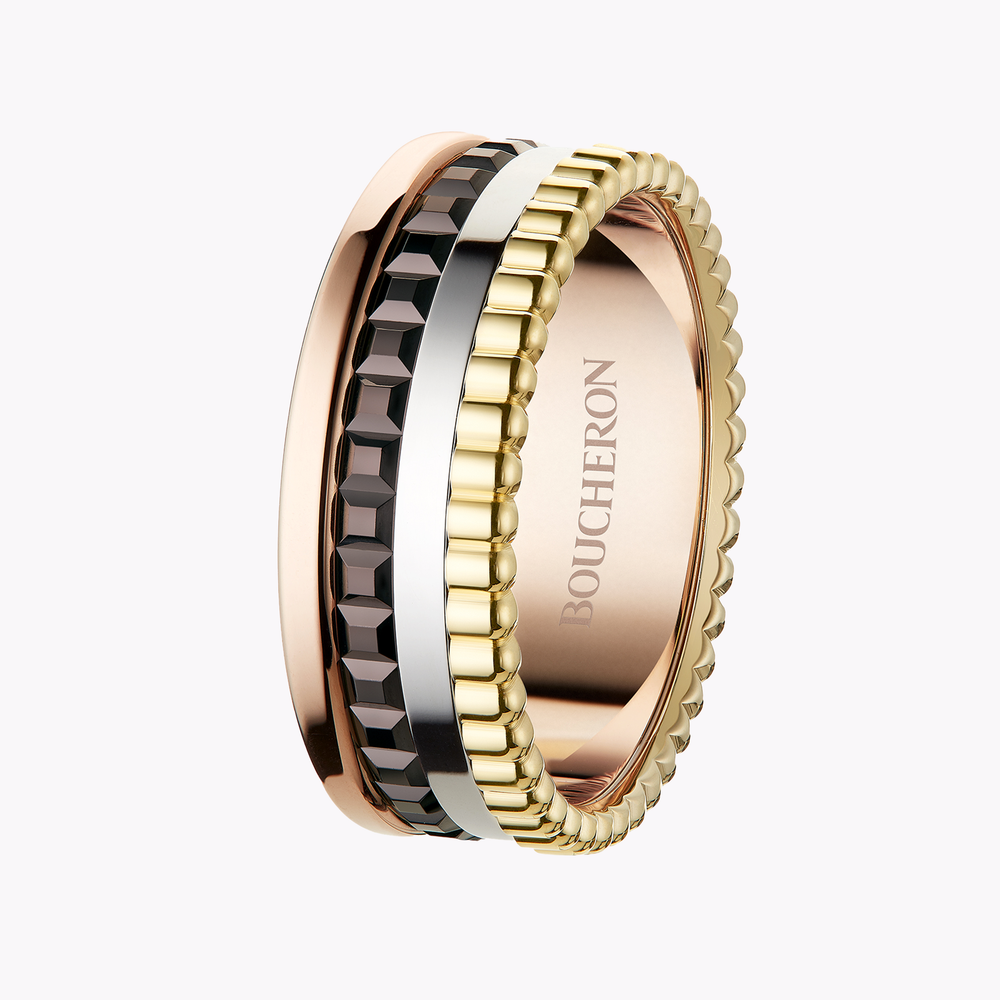 Bague Boucheron Quatre Classique Small Or Blanc Noir JRG00290 Heurgon